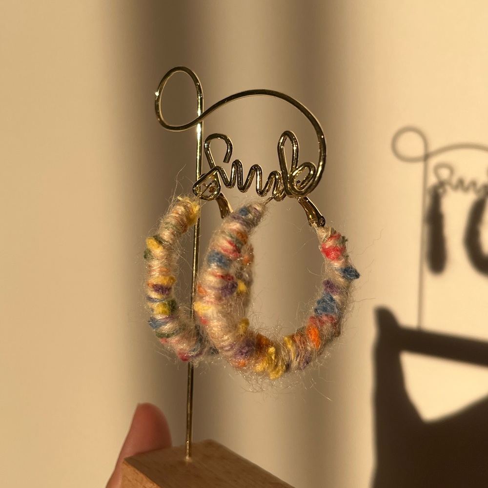 Colorful knit earring hoop